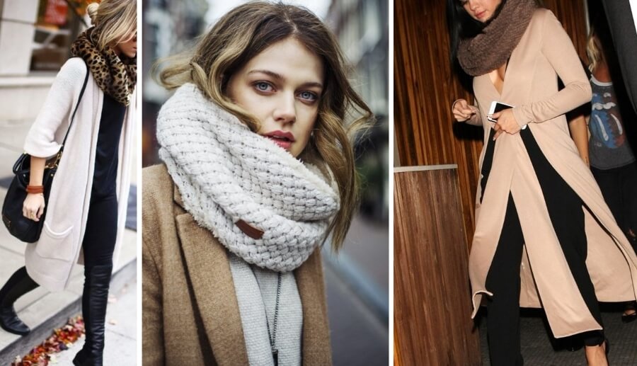 Как красиво носить снуд с пальто фото разных способов