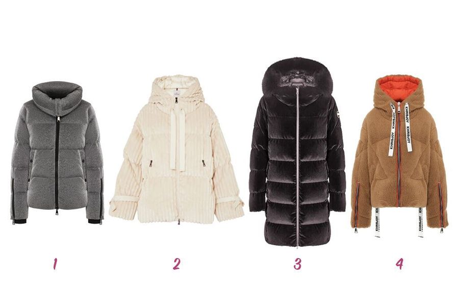 1 and 2-Moncler, 3-Colmar, 4-Khrisjoy